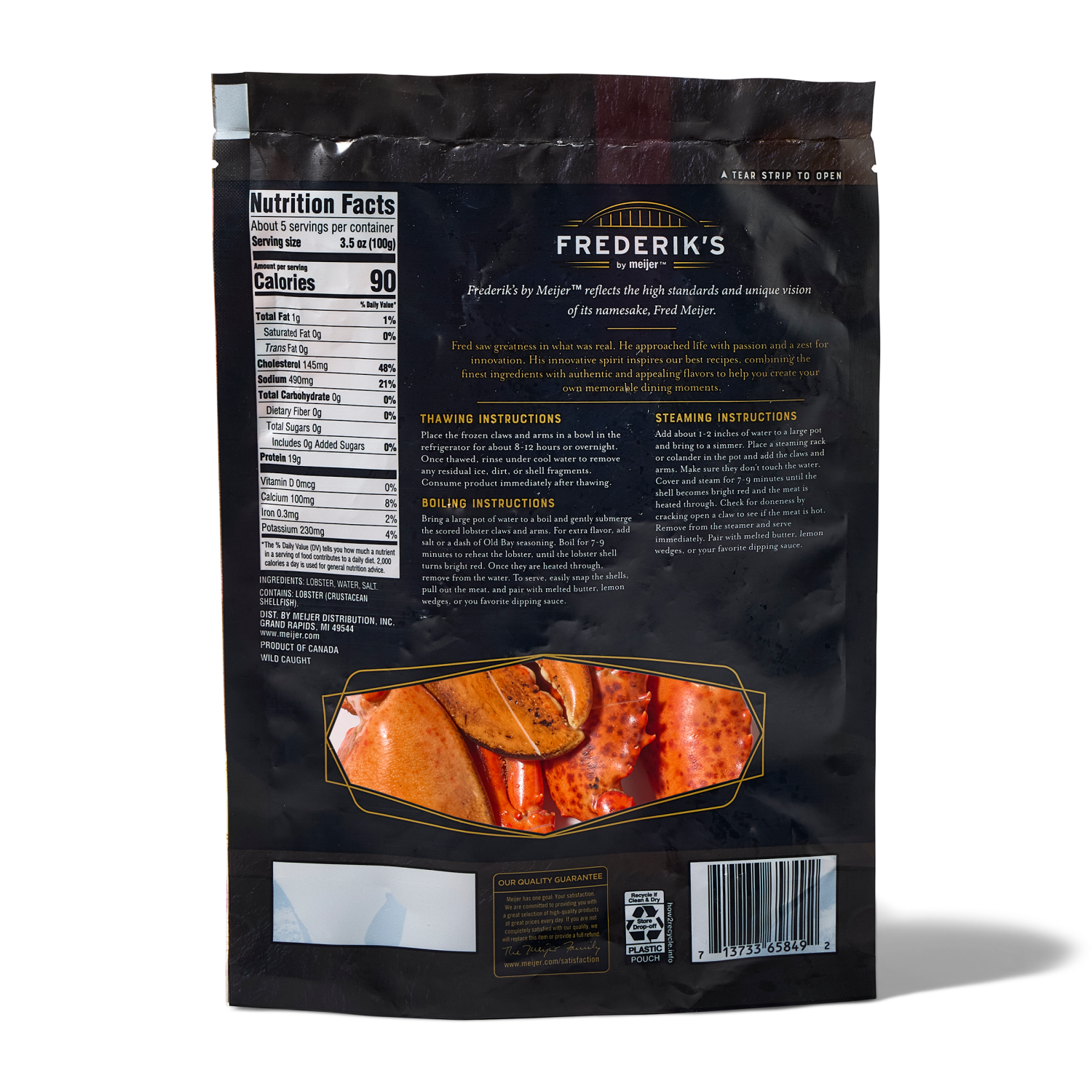 slide 2 of 5, Frederik's By Meijer Frederiks by Meijer Lobster Scored Arm and Claws Wild Caught, 1 lb, 1 lb