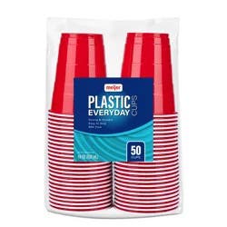 Meijer Plastic Red Cup, Solid, 18 Oz, 50 Ct