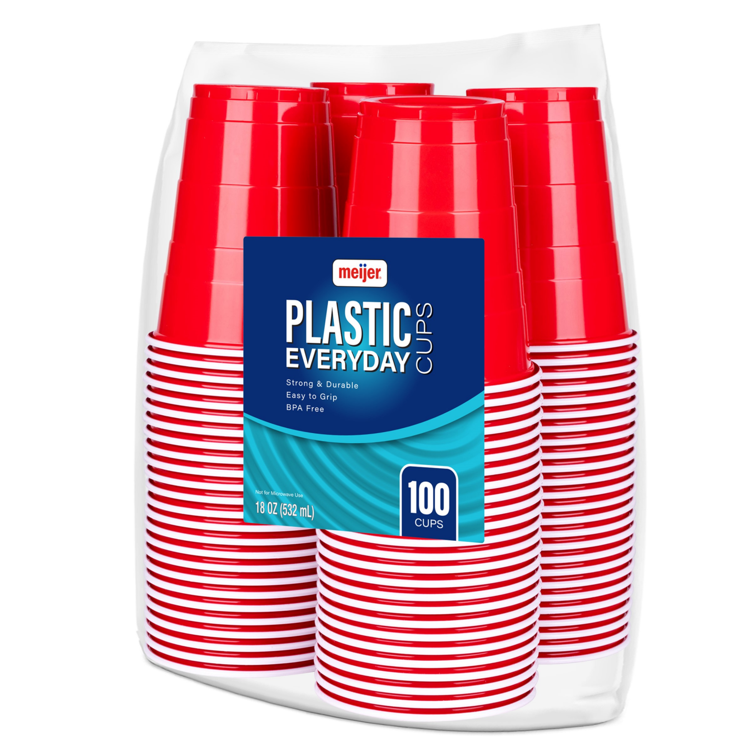slide 3 of 3, Meijer Plastic Red Cup, Solid, 18 oz, 100 ct, 18 oz, 100 ct