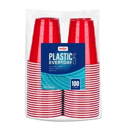 Meijer Plastic Red Cup, Solid, 18 oz, 100 ct