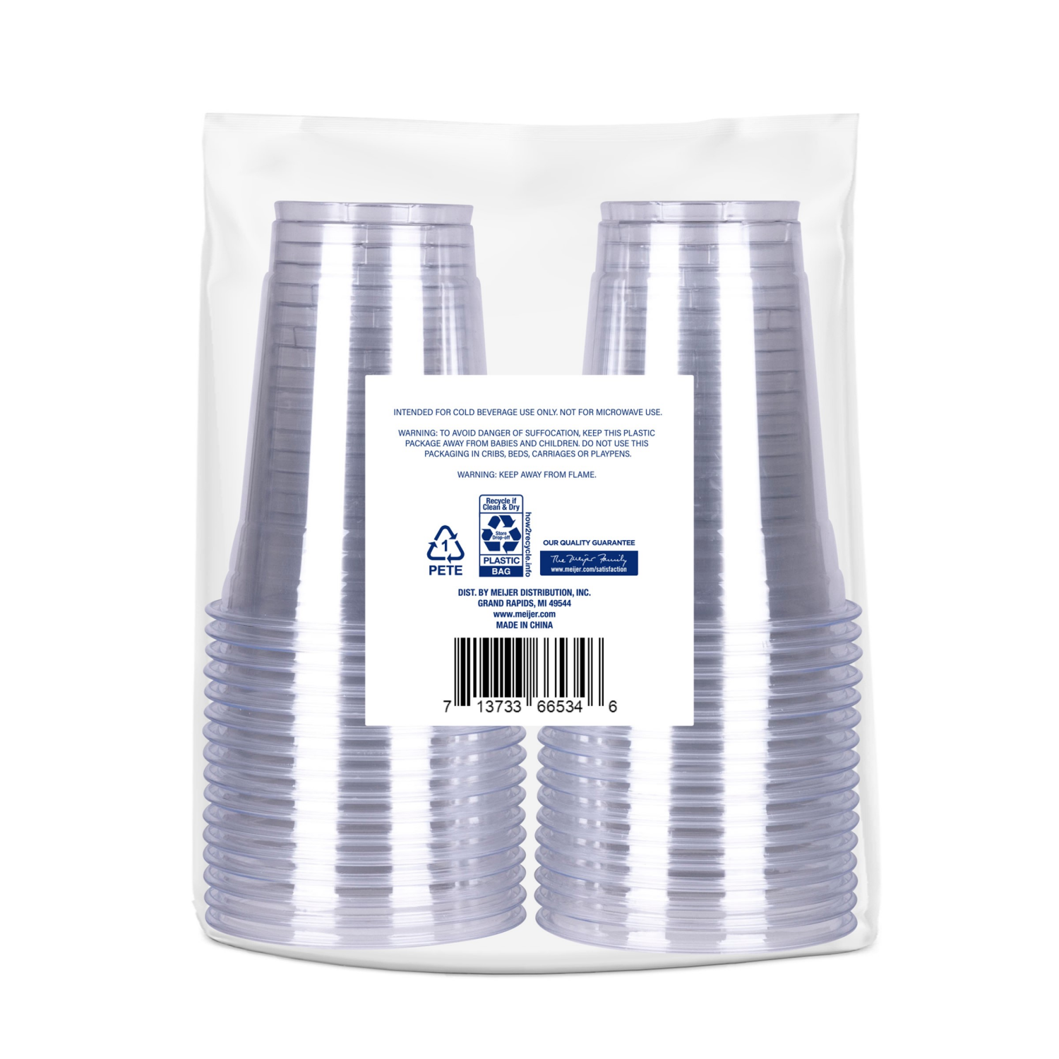 slide 2 of 3, MEIJER PLASTIC CUP CLEAR, 16 oz, 32 ct