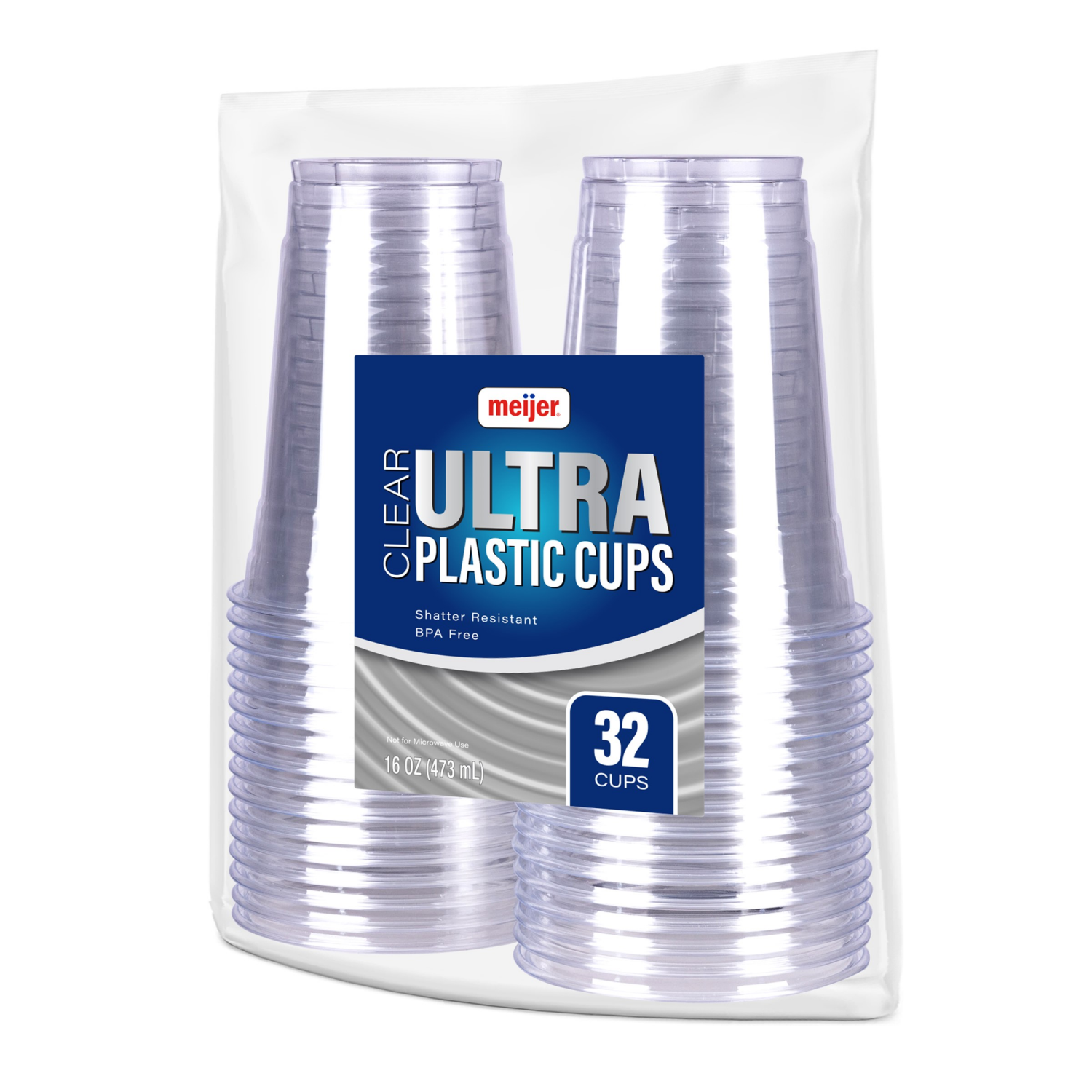 slide 3 of 3, MEIJER PLASTIC CUP CLEAR, 16 oz, 32 ct