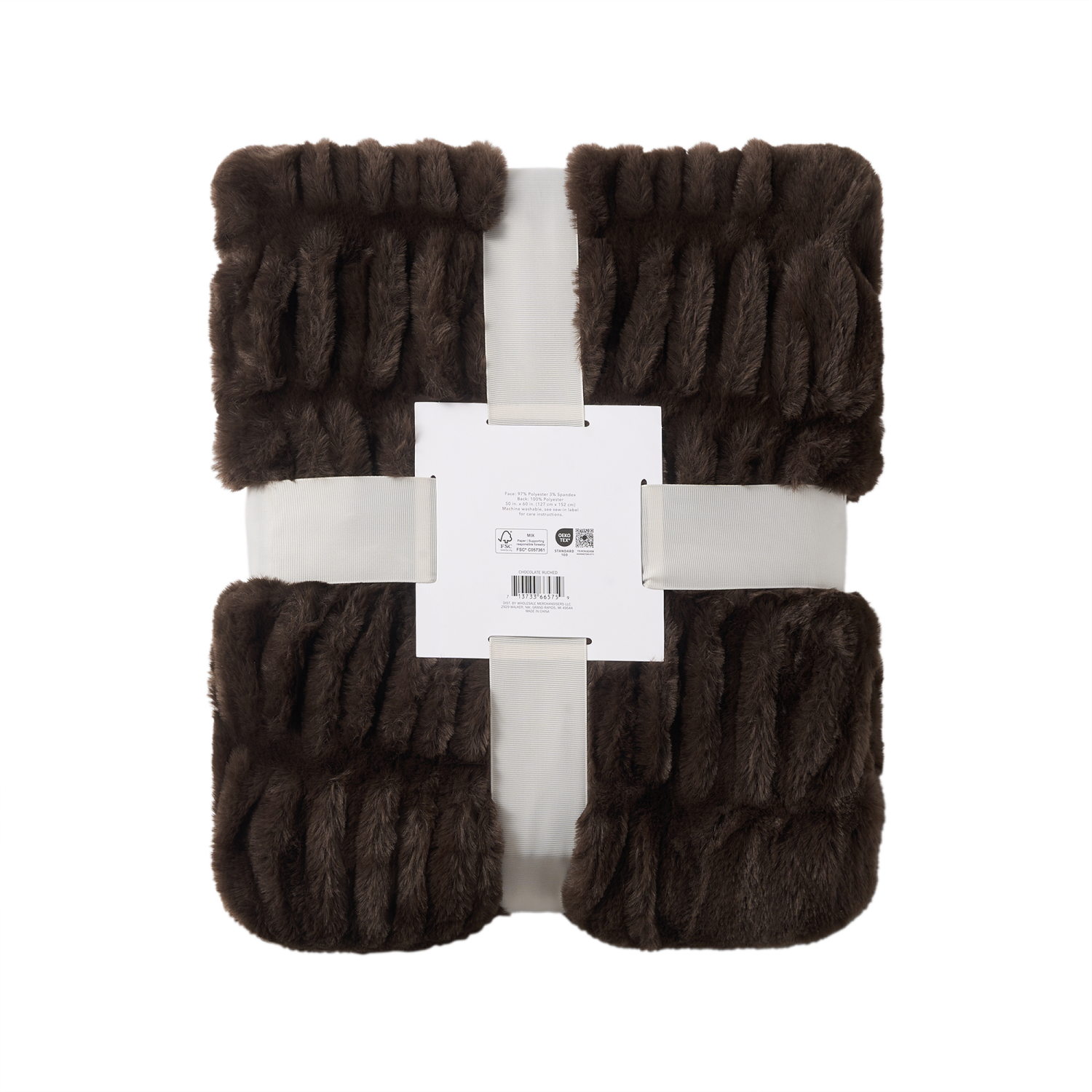 slide 2 of 6, ROOM & RETREAT RR CHOCOLATE RUCHED THROW, 50 x 60 