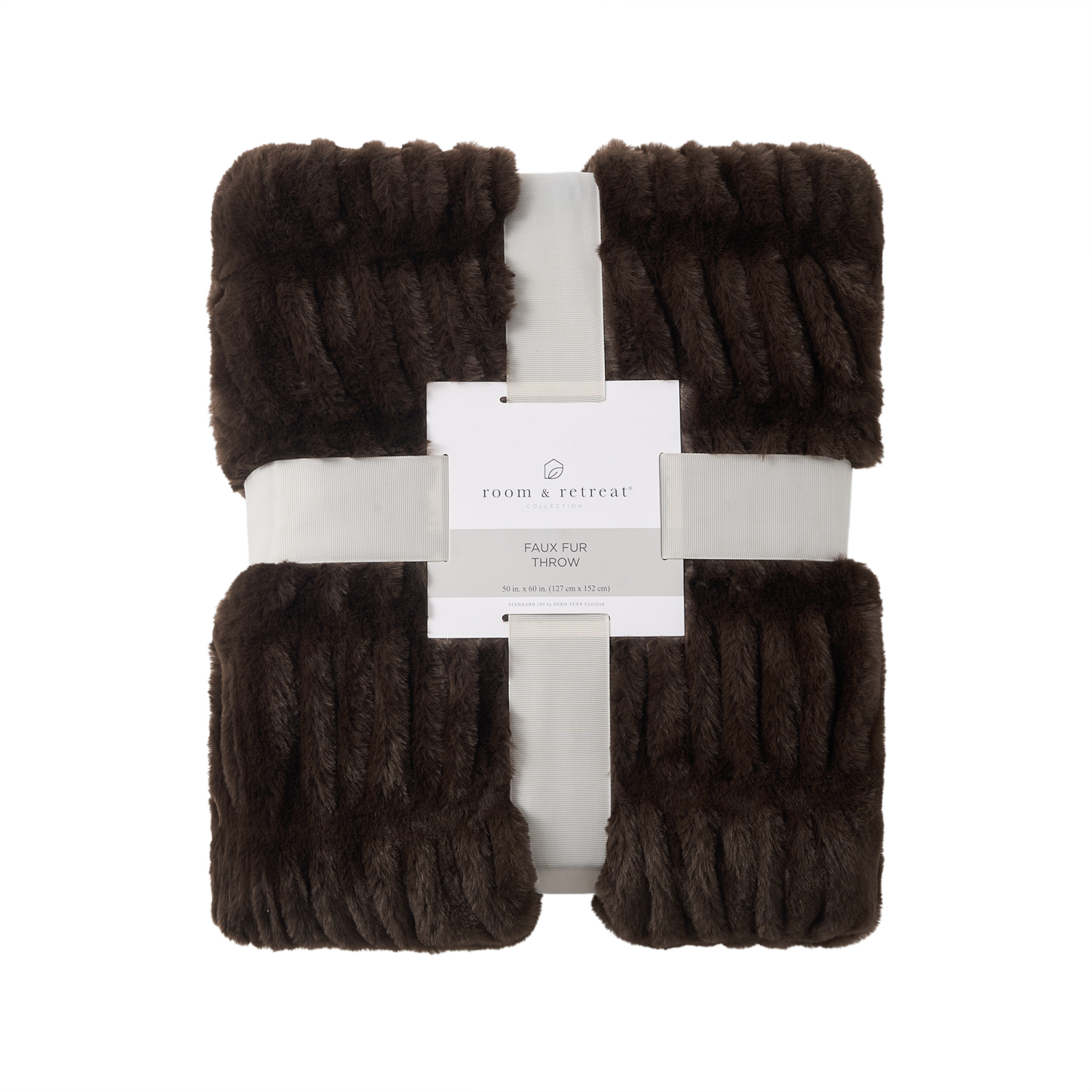 slide 6 of 6, ROOM & RETREAT RR CHOCOLATE RUCHED THROW, 50 x 60 