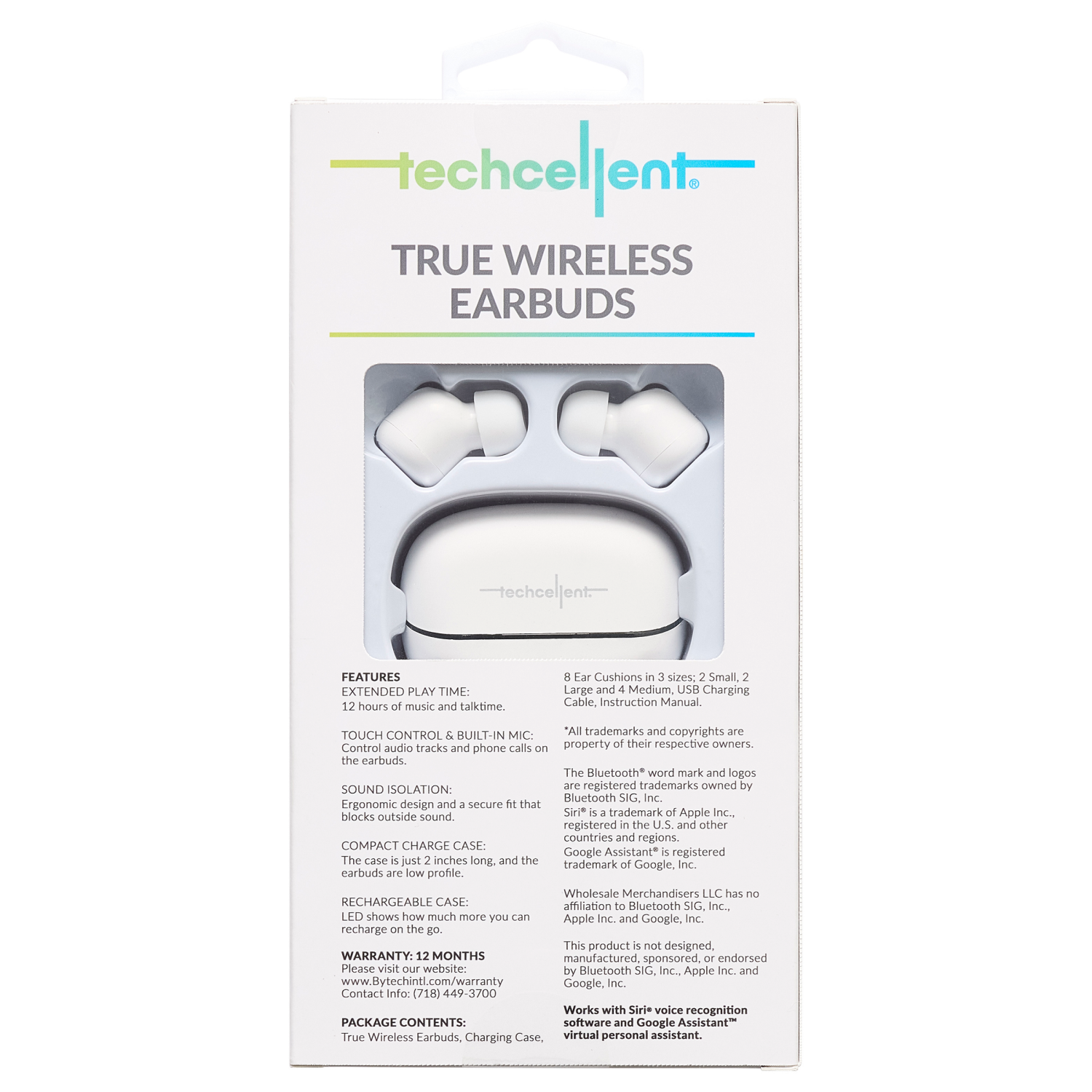 slide 2 of 3, Techcellent TWS ear bud-White, 1 ct