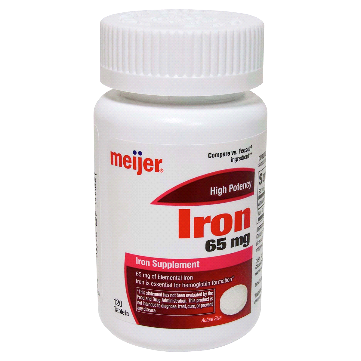 slide 2 of 6, Meijer High Potency Iron Tablets, 120 ct; 65 mg