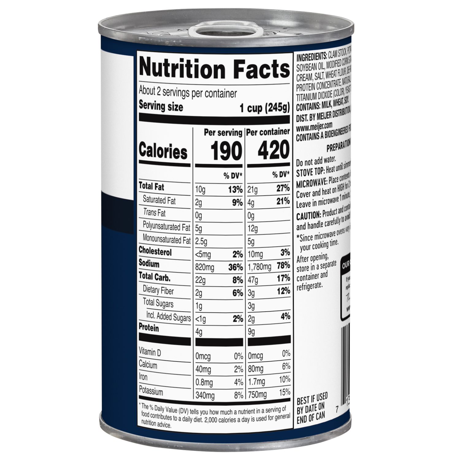 slide 3 of 3, Meijer New England Style Clam Chowder Soup, 18.8 oz