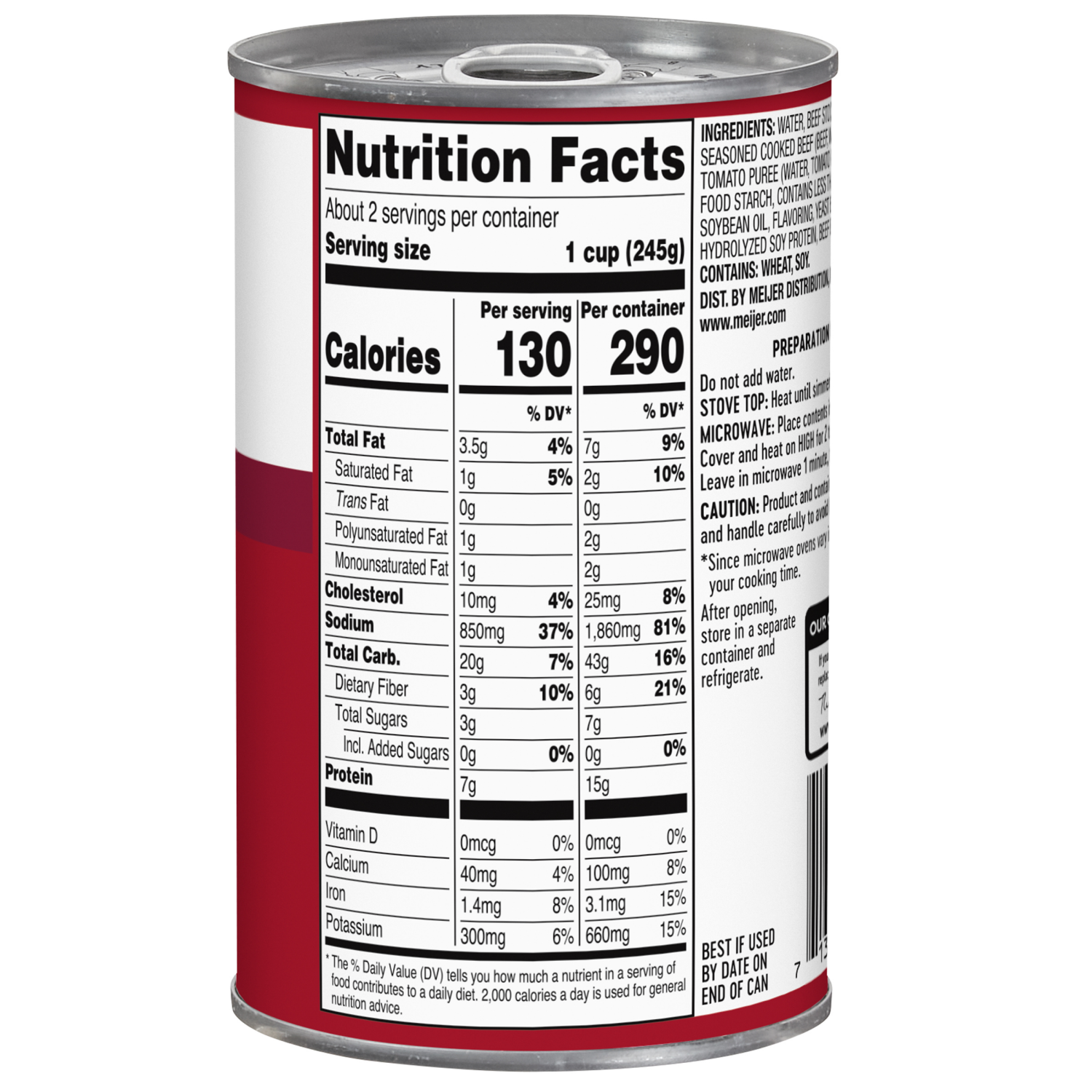 slide 3 of 3, Meijer Beef with Vegetables Soup, 18.8 oz, 18.8 oz