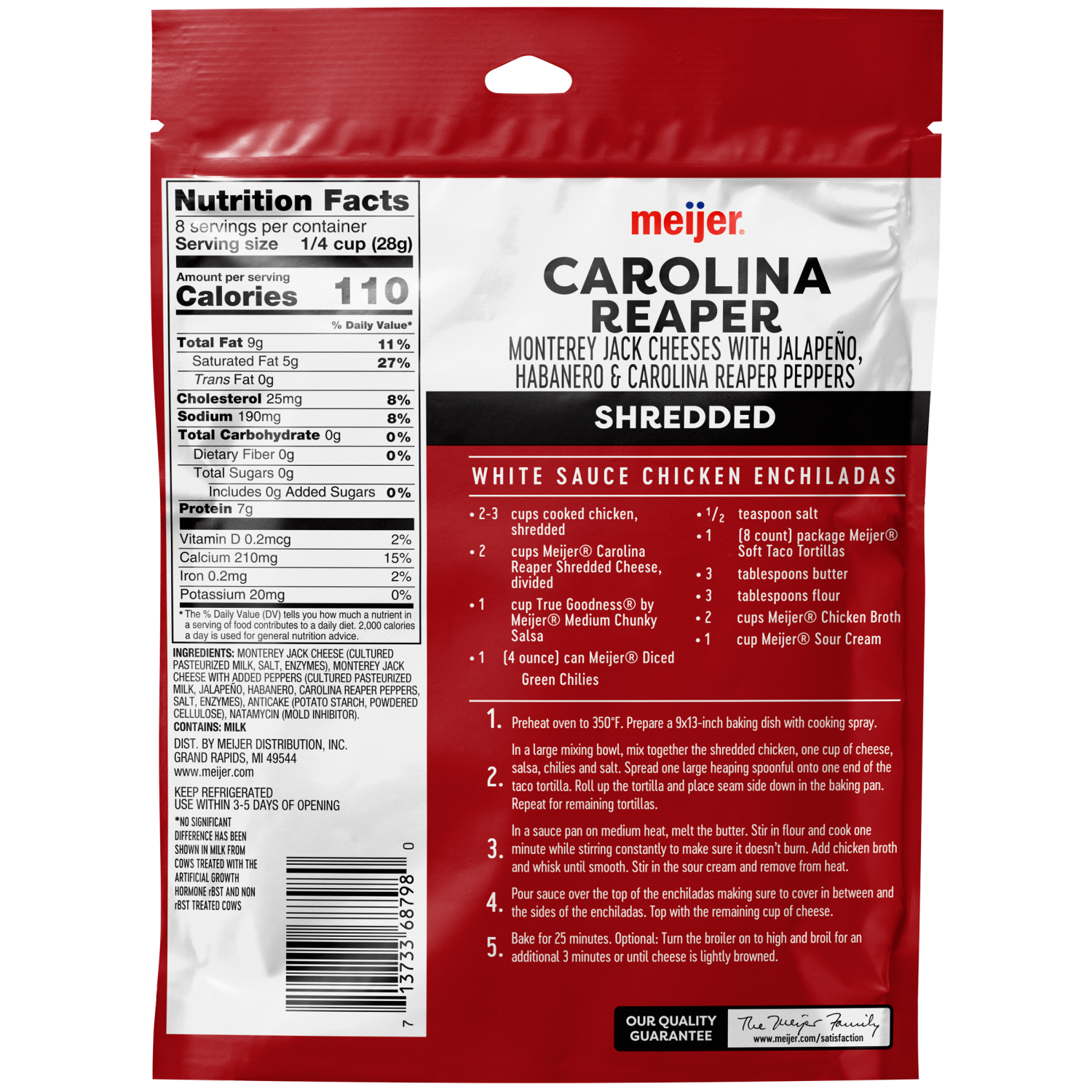 slide 2 of 2, Meijer Carolina Reaper Pepper Monterey Jack Shred, 8 oz