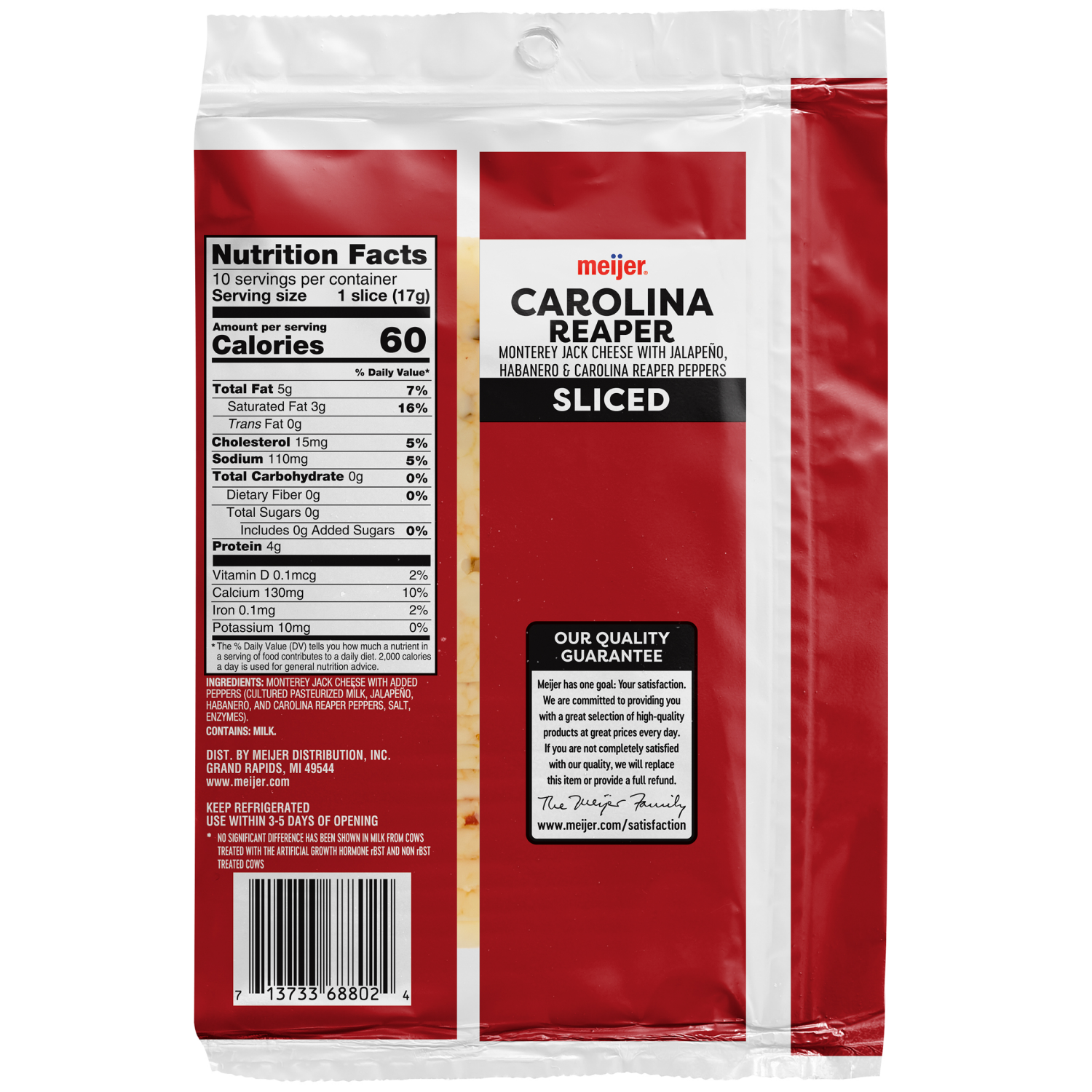 slide 2 of 2, Meijer Carolina Reaper Monterey Jack Shingle Slice, 6 oz