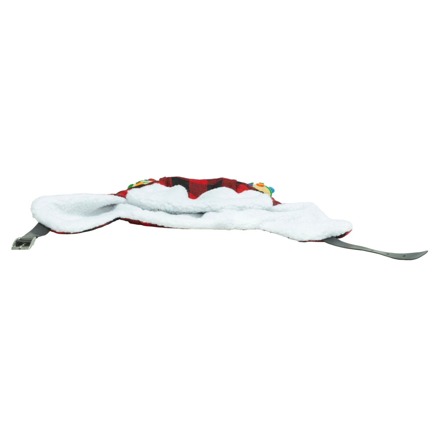 slide 3 of 8, December Home Santa Hat with Sherpa Ear Flaps and Antlers, 17 Inches, 17 in