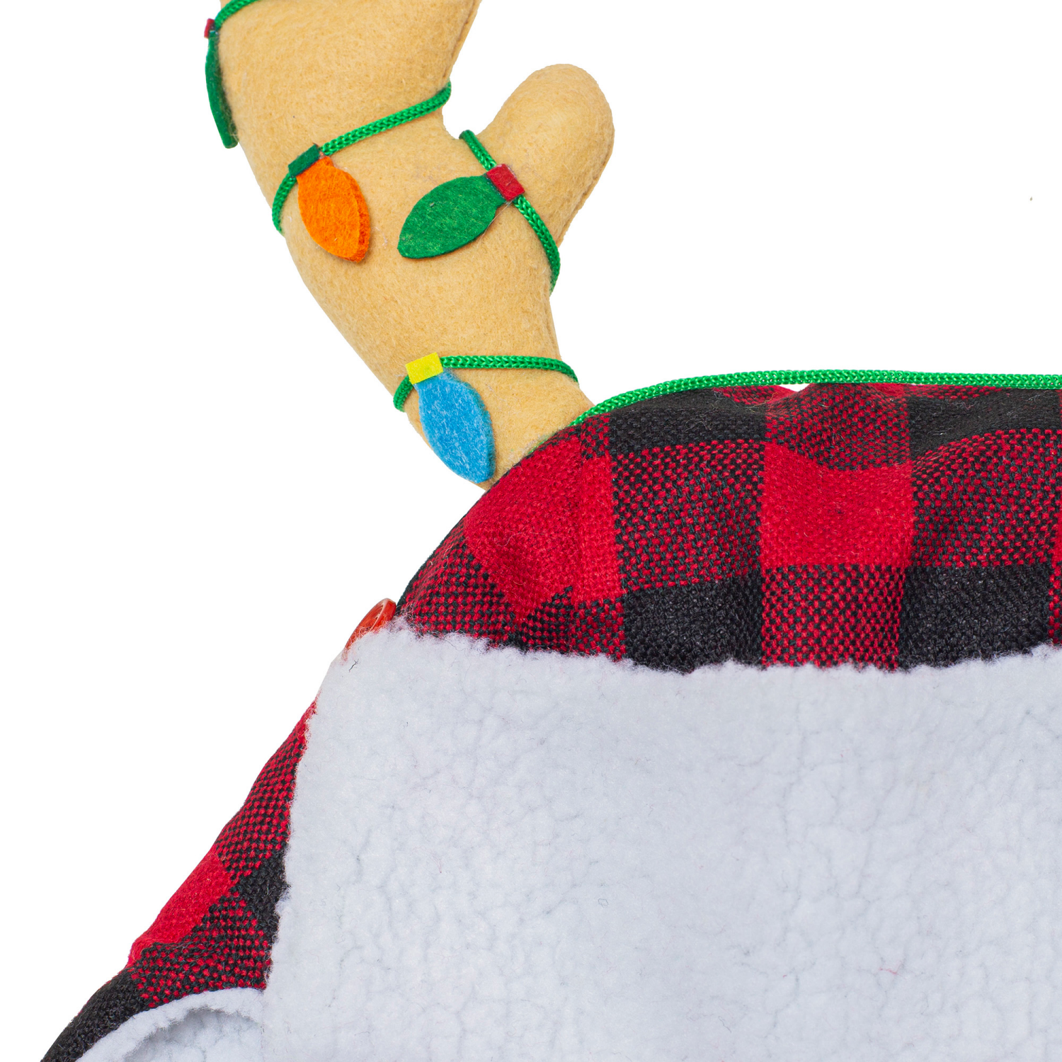 slide 4 of 8, December Home Santa Hat with Sherpa Ear Flaps and Antlers, 17 Inches, 17 in