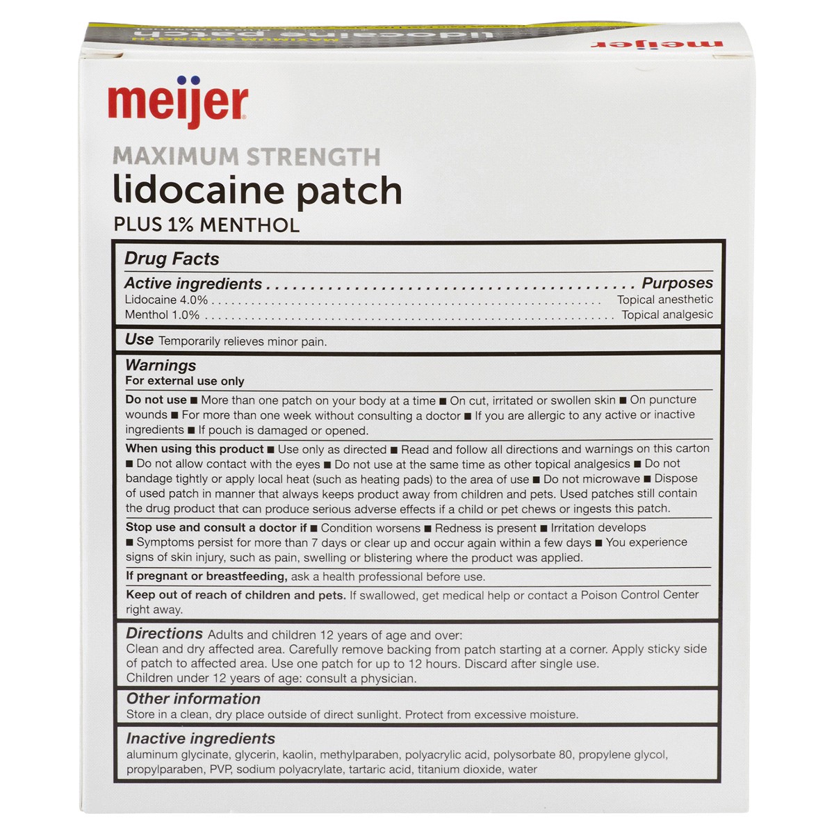 slide 2 of 2, Meijer Cold and Hot Pain Patch + Lidocaine, 5 ct