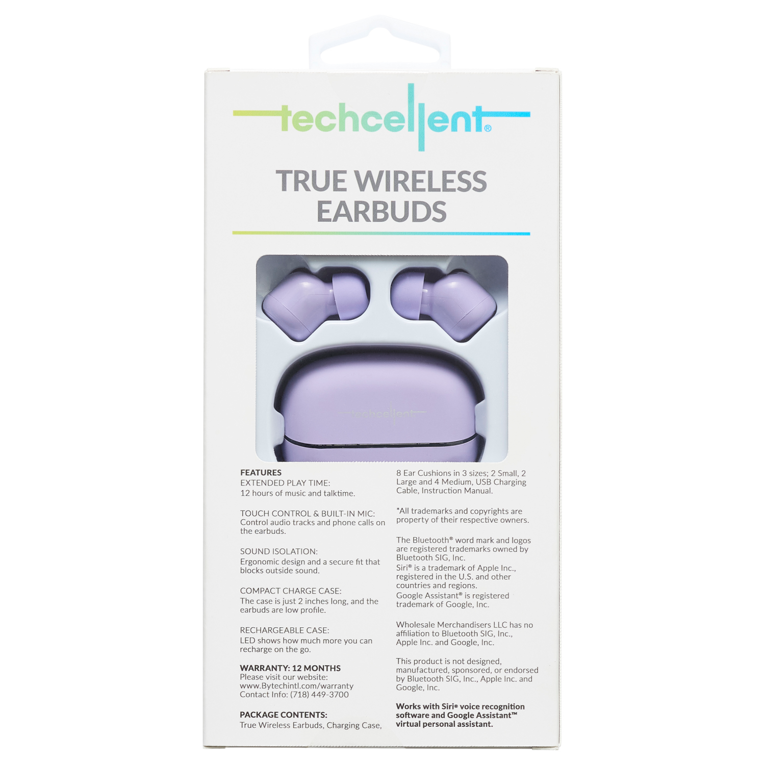 slide 2 of 3, Techcellent TWS ear bud -Purple, 1 ct
