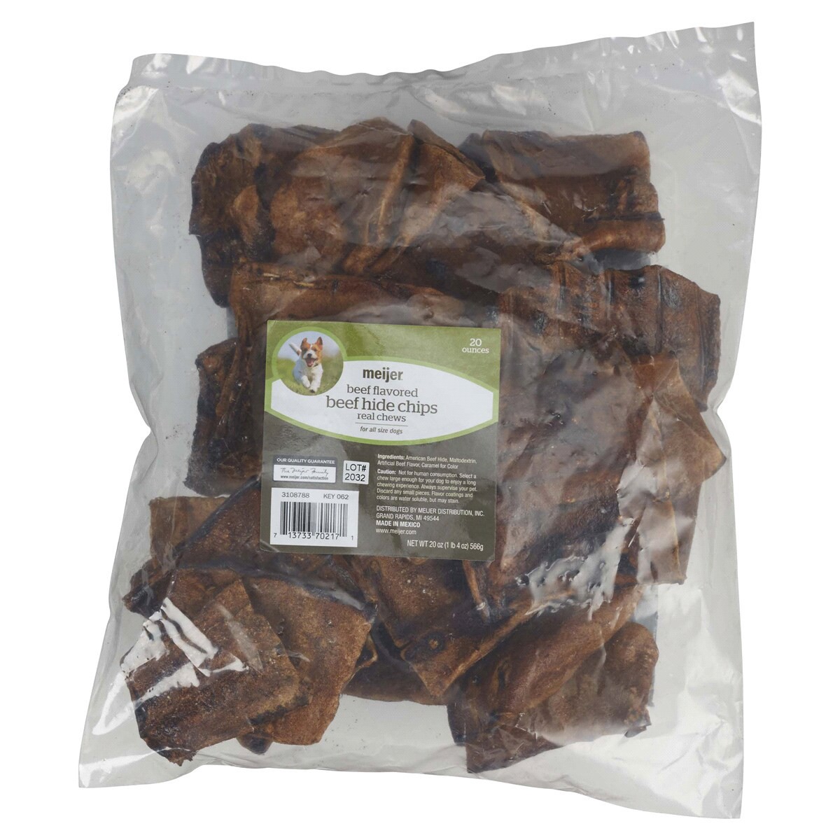 slide 1 of 1, Meijer Beef Flavored Beefhide Chips, 20 oz