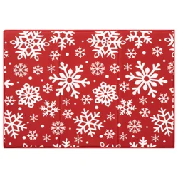December Home Red Falling Flakes Dish Drying Mat, 14 In X 21 In
