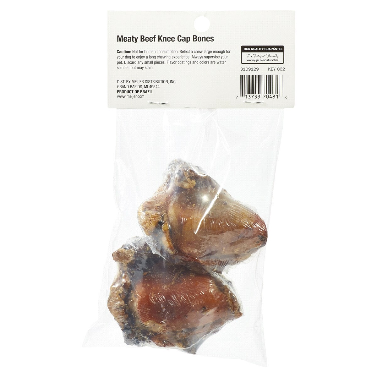 slide 6 of 8, Meijer Main Choice Meaty Beef Knee Cap 2" Dog Bones, 2 ct