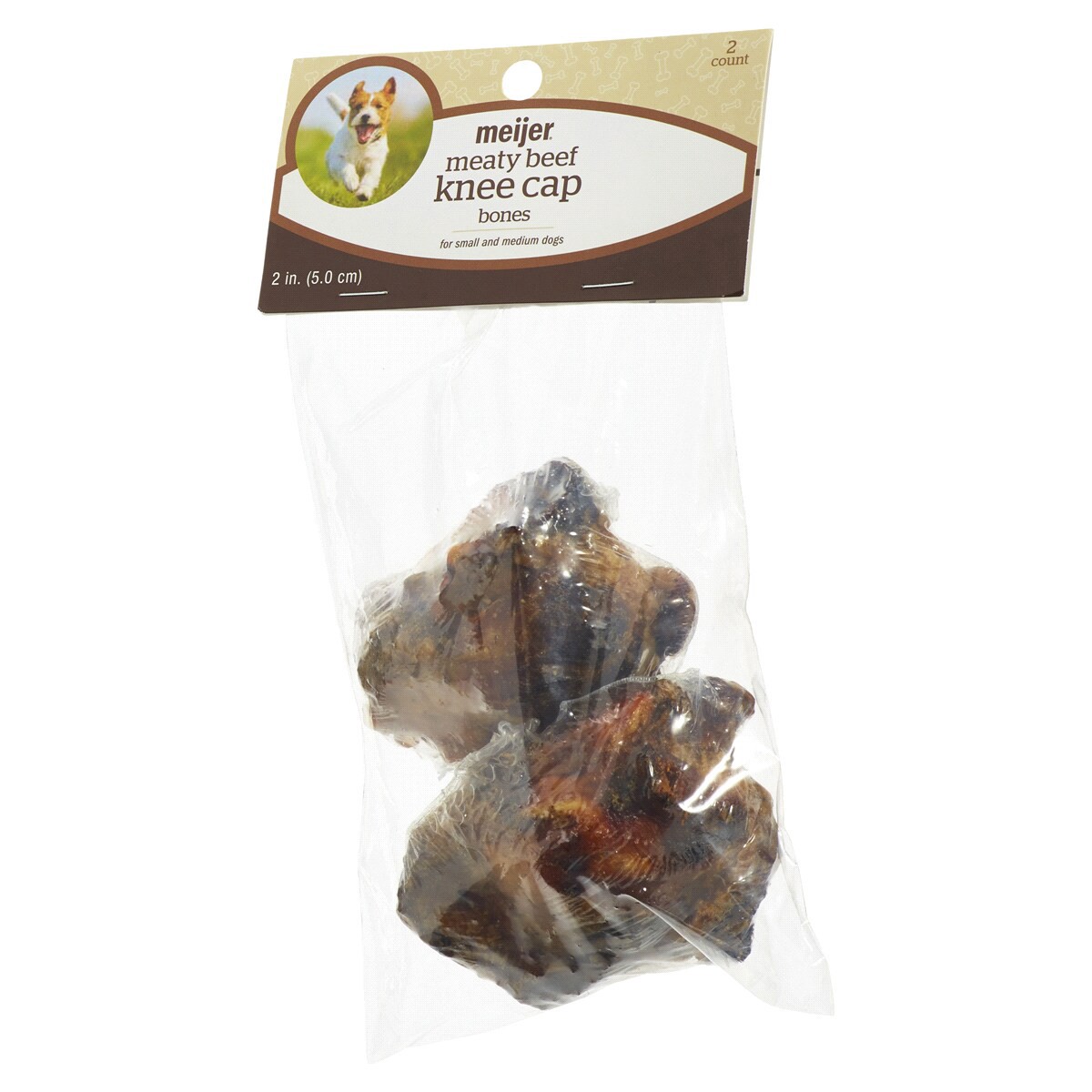 slide 7 of 8, Meijer Main Choice Meaty Beef Knee Cap 2" Dog Bones, 2 ct