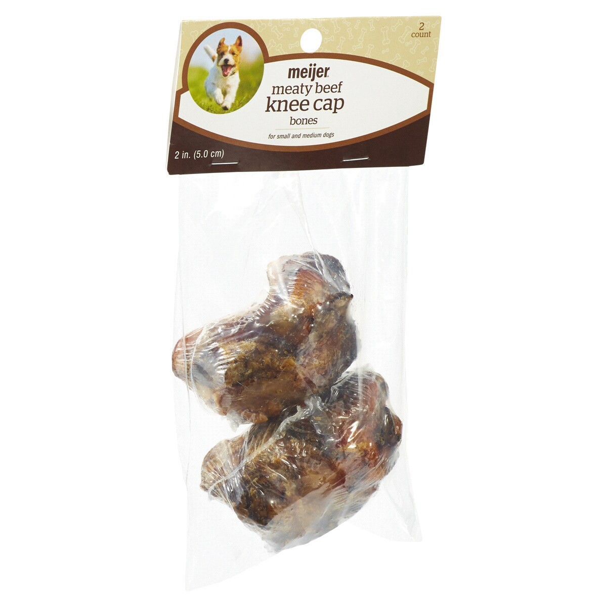 slide 2 of 8, Meijer Main Choice Meaty Beef Knee Cap 2" Dog Bones, 2 ct