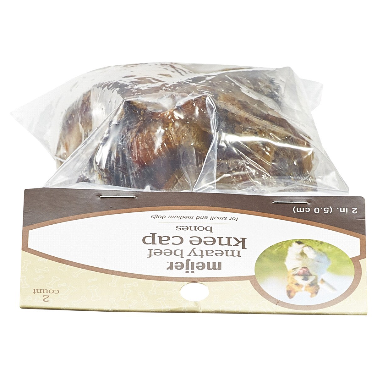 slide 4 of 8, Meijer Main Choice Meaty Beef Knee Cap 2" Dog Bones, 2 ct