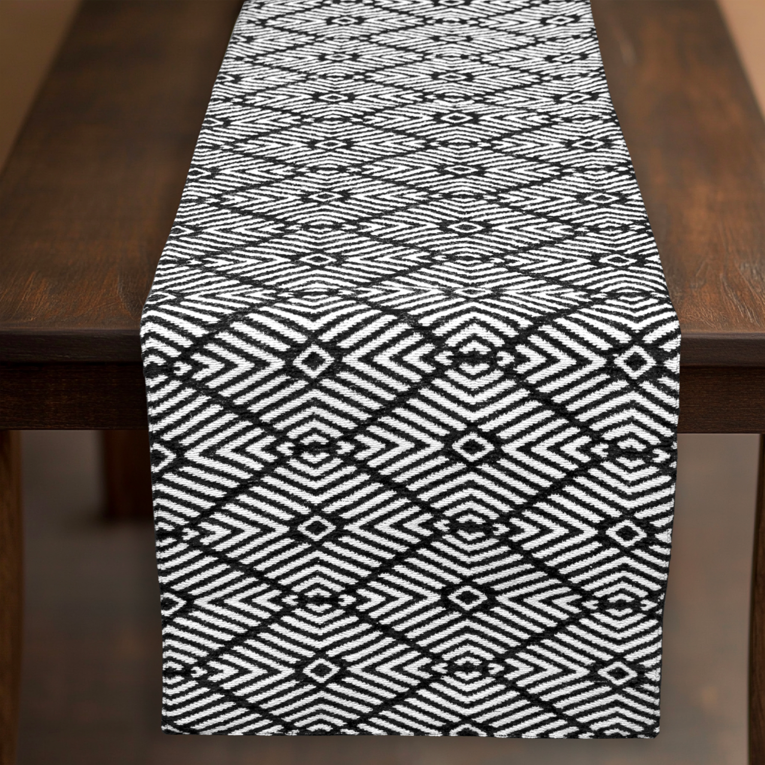 slide 2 of 2, Room & Retreat Geometric Diamonds XL Runner Black, 14 in x 97 in, 1 ct