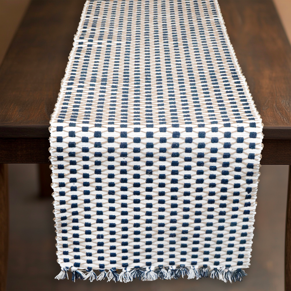 slide 2 of 2, Room & Retreat Low Twist Jute XL Runner with Tassels Navy, 14 in x 96 in, 1 ct