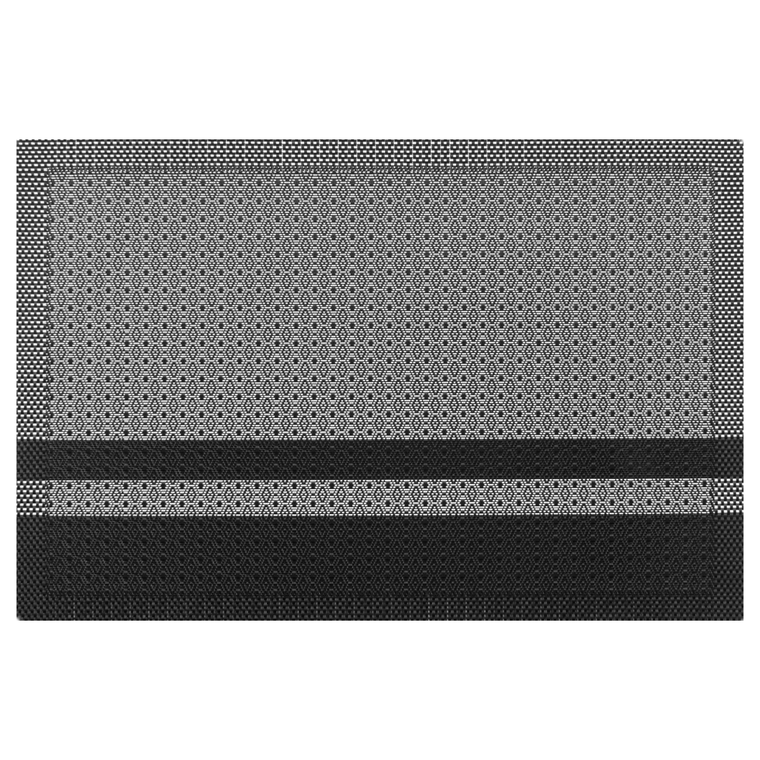 slide 1 of 2, Room & Retreat Diamond Stripe Textilene Placemat Black & White, 13 in x 19 in, 1 ct