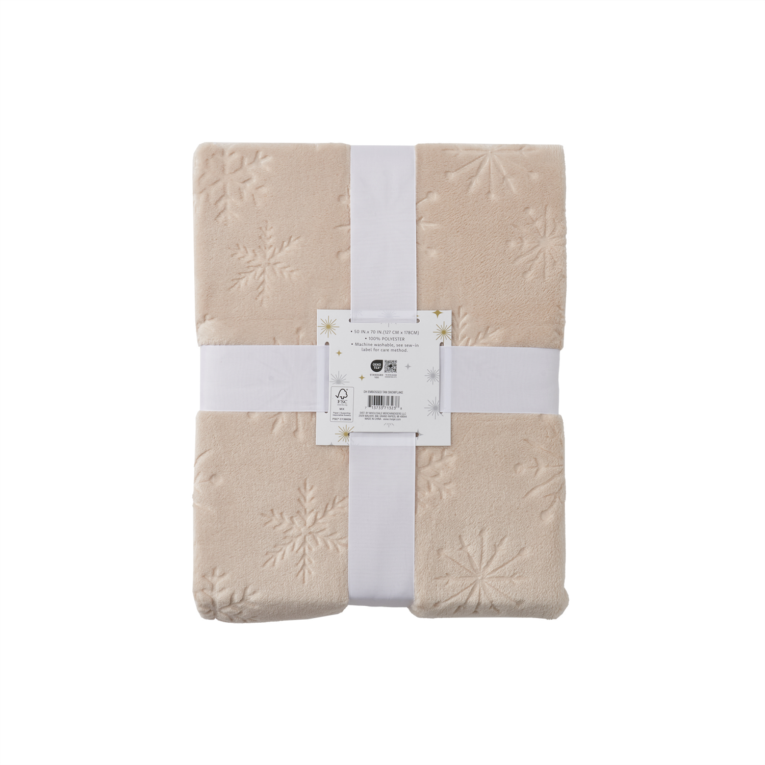 slide 2 of 6, December Home Embossed Snowflake Throw, Tan, 50 In X 70 In, 50 inx70 in
