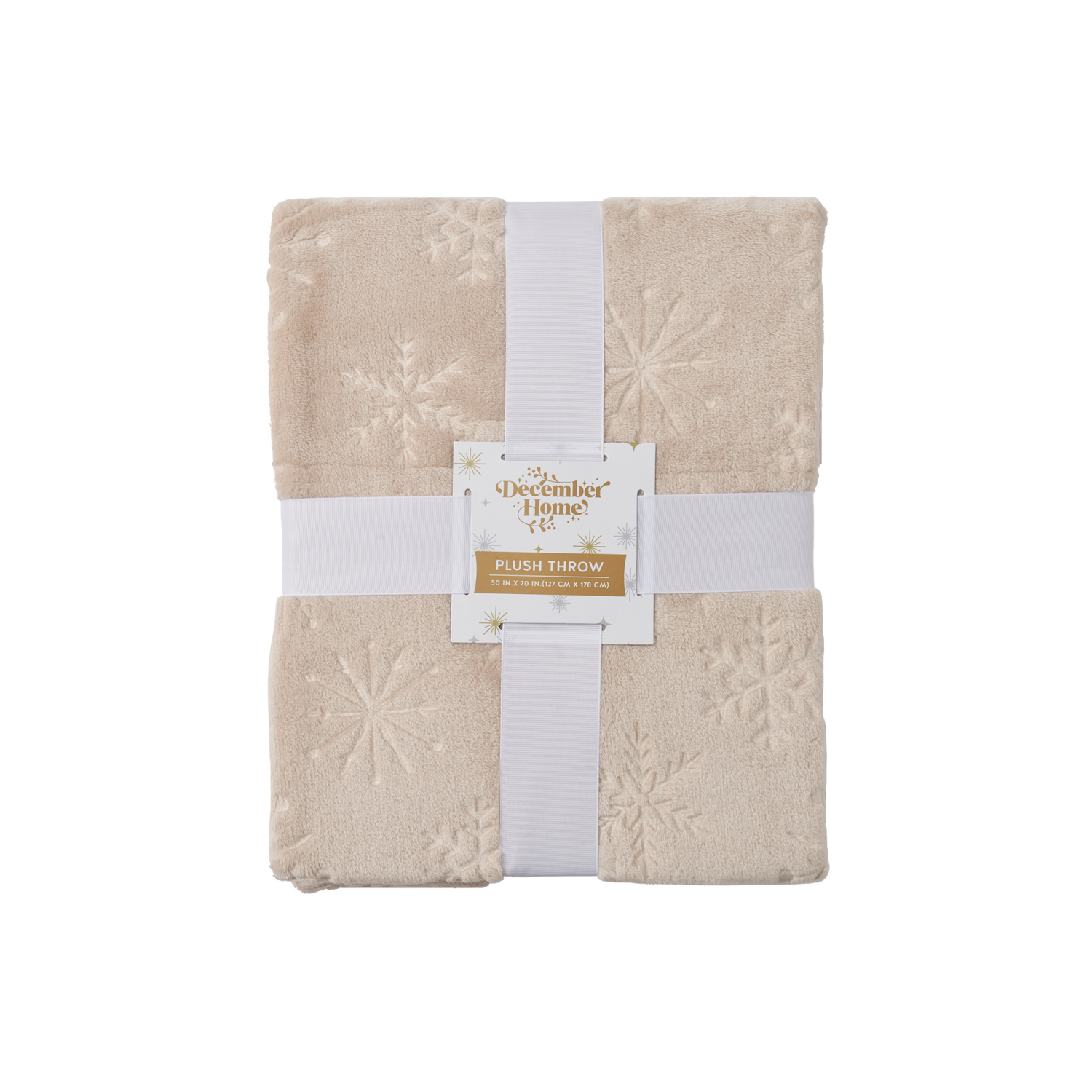 slide 6 of 6, December Home Embossed Snowflake Throw, Tan, 50 In X 70 In, 50 inx70 in