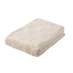 December Home Embossed Snowflake Throw, Tan, 50 In X 70 In