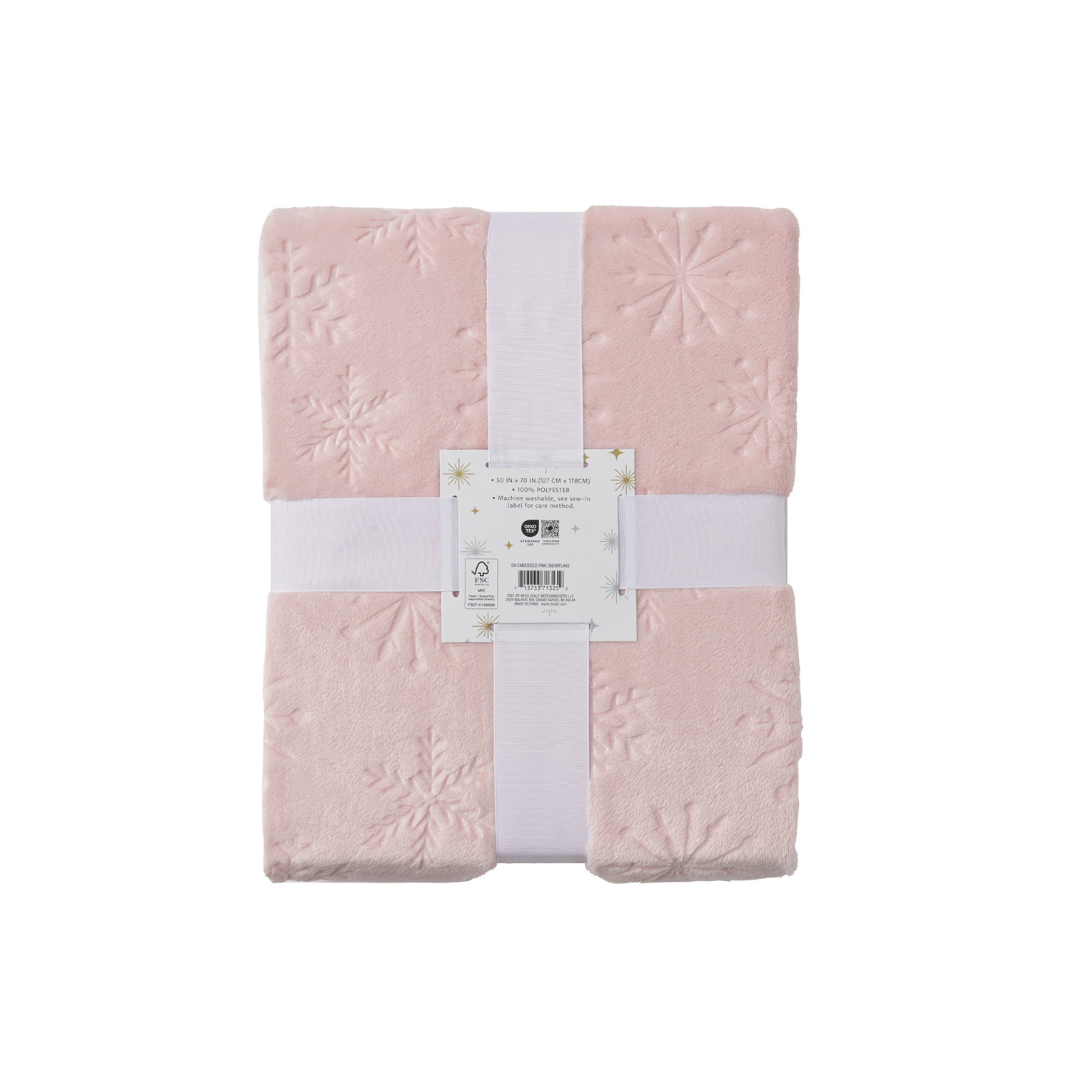 slide 2 of 6, December Home Embossed Snowflake Throw, Pink, 50 In X 70 In, 50 inx70 in