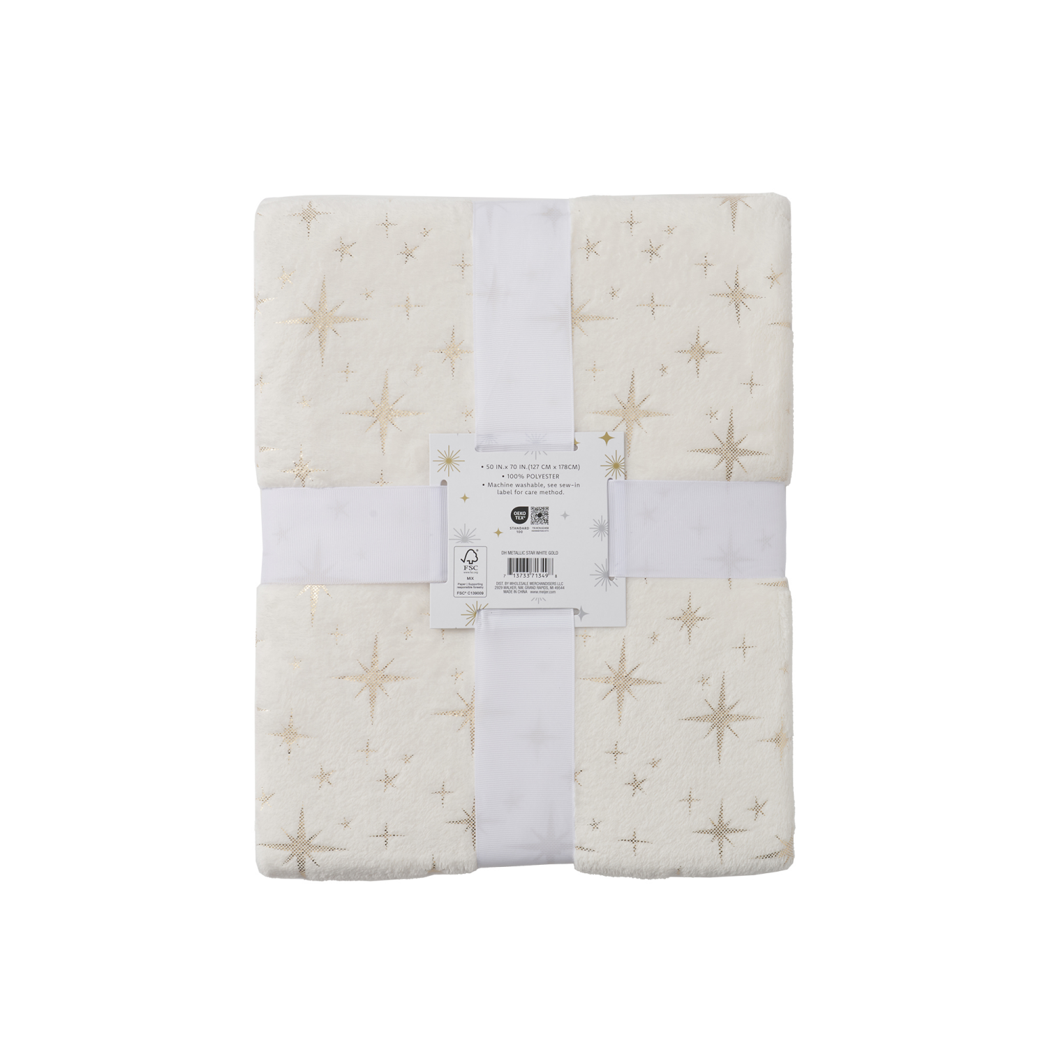 slide 2 of 6, December Home Metallic Star Throw, White Gold, 50 In X 70 In, 50 inx70 in