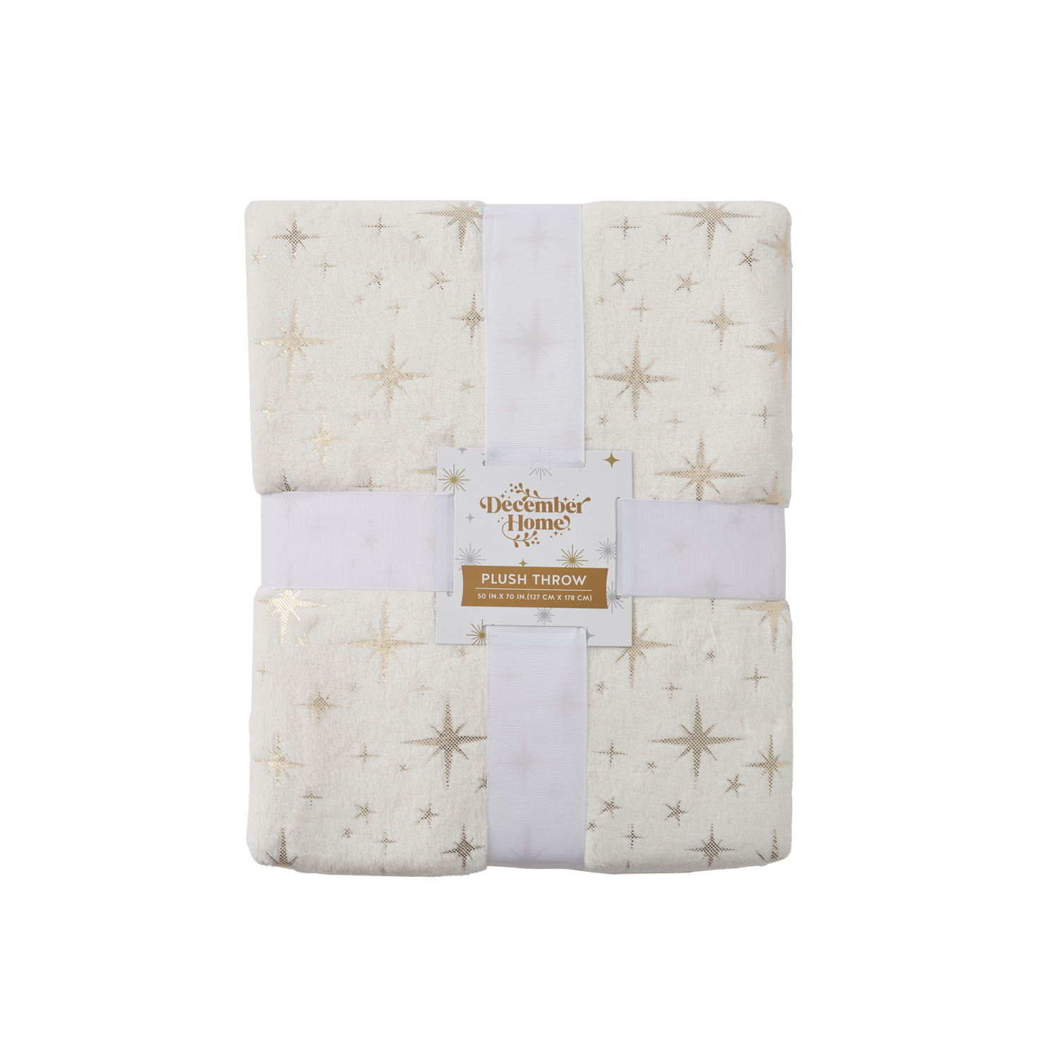 slide 6 of 6, December Home Metallic Star Throw, White Gold, 50 In X 70 In, 50 inx70 in