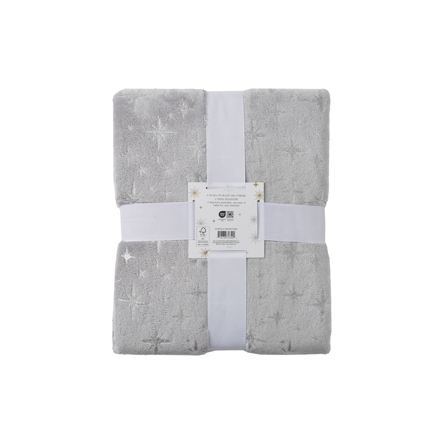 slide 2 of 6, December Home Metallic Star Throw, Grey Silver, 50 In X 70 In, 50 inx70 in