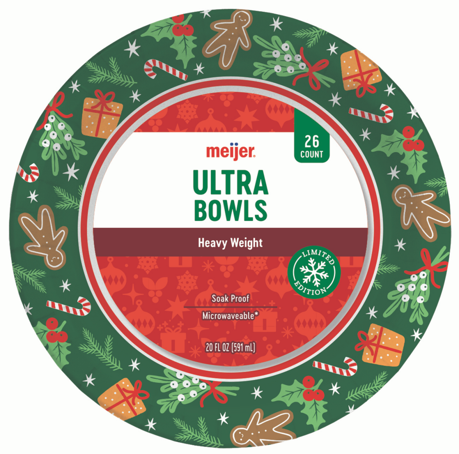 slide 1 of 1, Meijer Ultra Holiday Paper Bowls, 20 oz., 26 ct., 26 ct; 20 oz