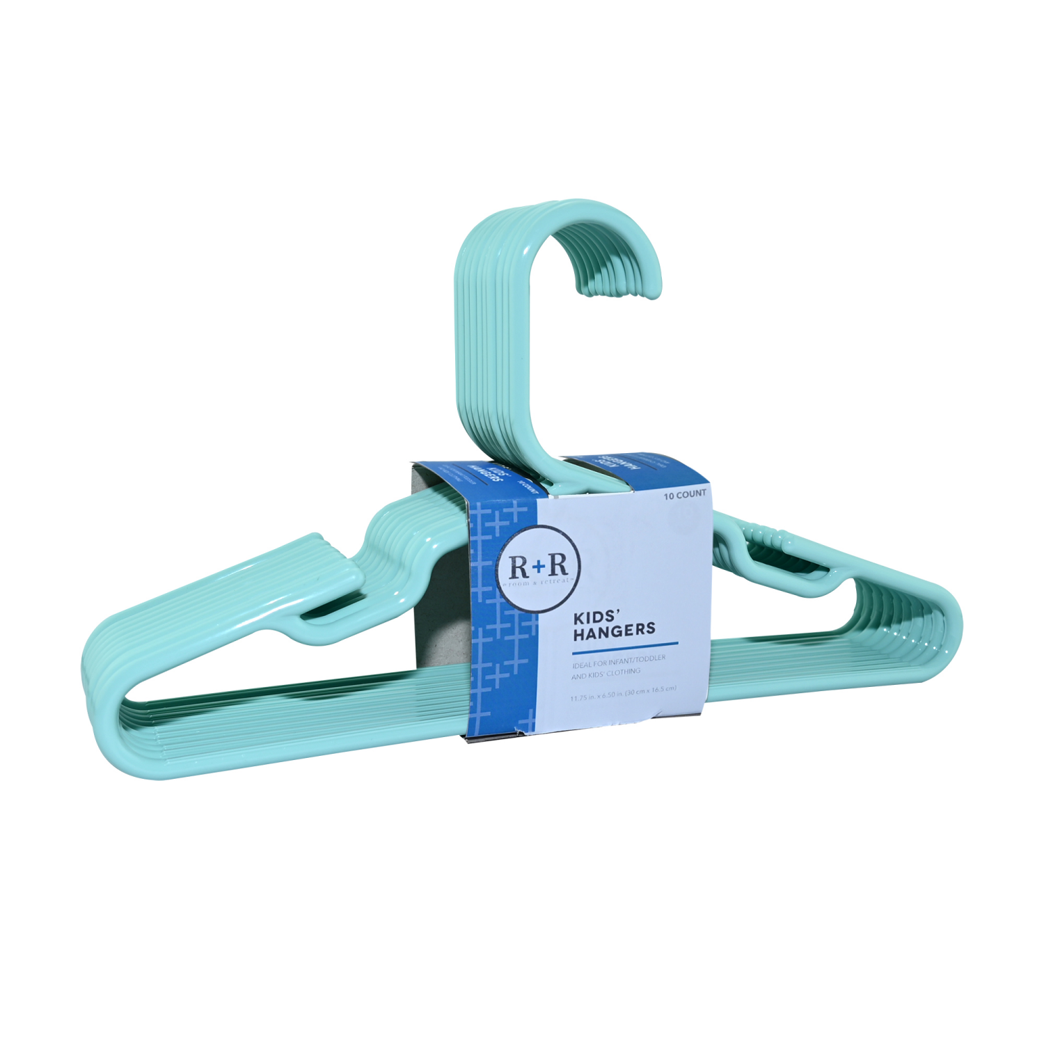 slide 1 of 2, R+R Kids' Hangers, Teal, 10 ct