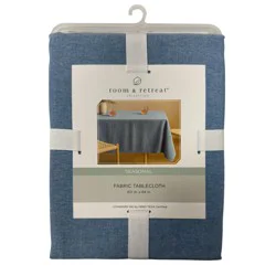 Room & Retreat Seasonal Everly Indoor Outdoor Oblong Tablecloth, Dk Blue, 60 In X 84 In