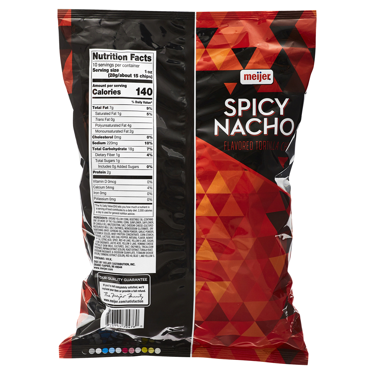 slide 2 of 2, Meijer Spicy Nacho Tortilla Chips, 10 oz