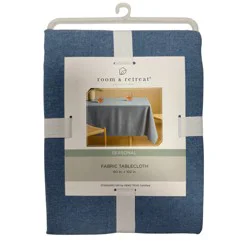 Room & Retreat Seasonal Everly Indoor Outdoor Oblong Tablecloth, Dk Blue, 60 In X 102 In