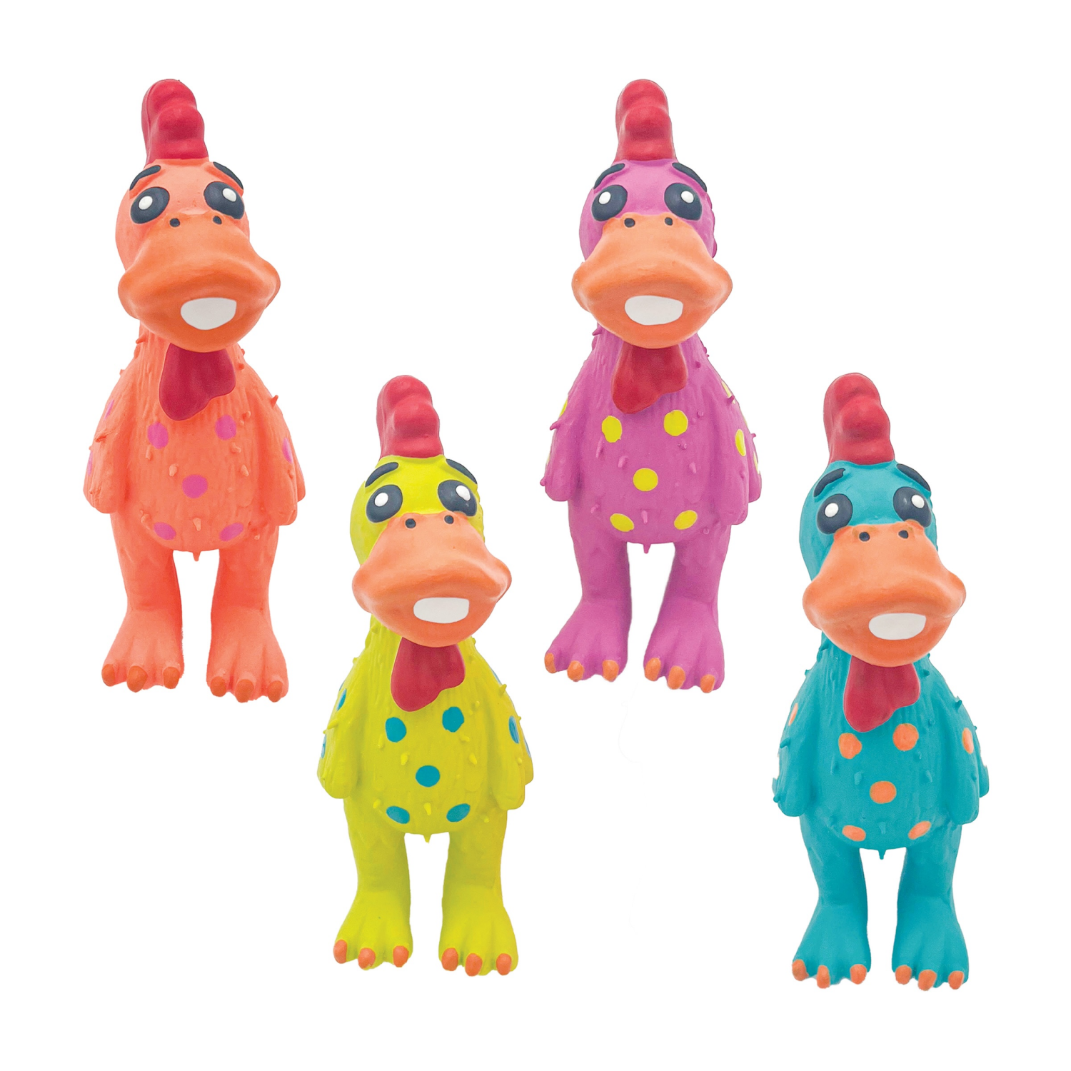 slide 1 of 1, 5.5" Latex Polka-Dot Chicken Dog Toy In Assorted Colors, 5.5 in