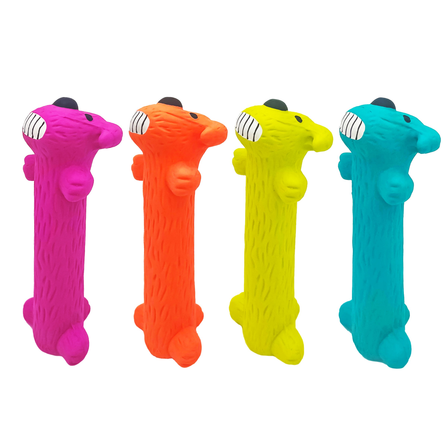 slide 1 of 1, 6" Mini Latex Loofa Dog Toy In Assorted Colors, 6 in
