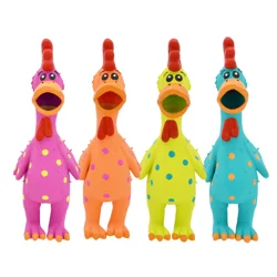 Meijer 11" Latex Polka Dot Chicken Dog Toy That Squawks In Assorted Colors
