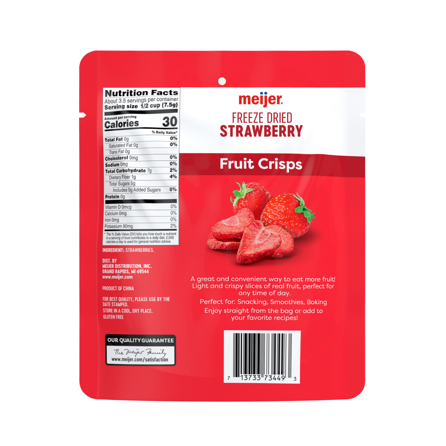 slide 2 of 2, Meijer Freeze-Dried Strawberry Fruit Crisps, 1 oz