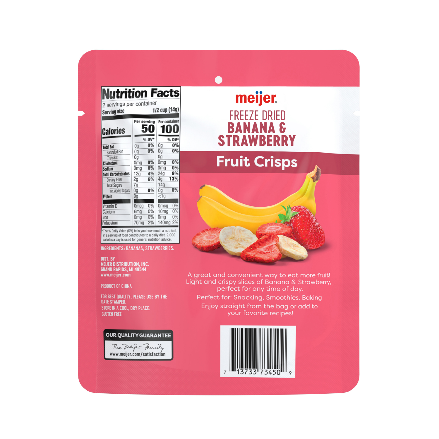 slide 2 of 2, Meijer Freeze-Dried Banana And Strawberry Fruit Crisps, 1 oz