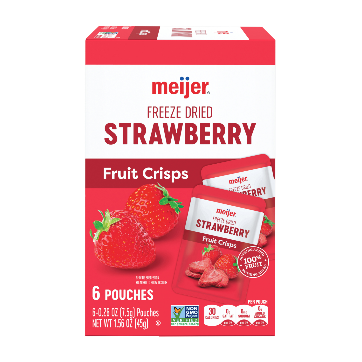 slide 3 of 5, Meijer Freeze-Dried Strawberry Fruit Crisps 6 Pack, 6 ct