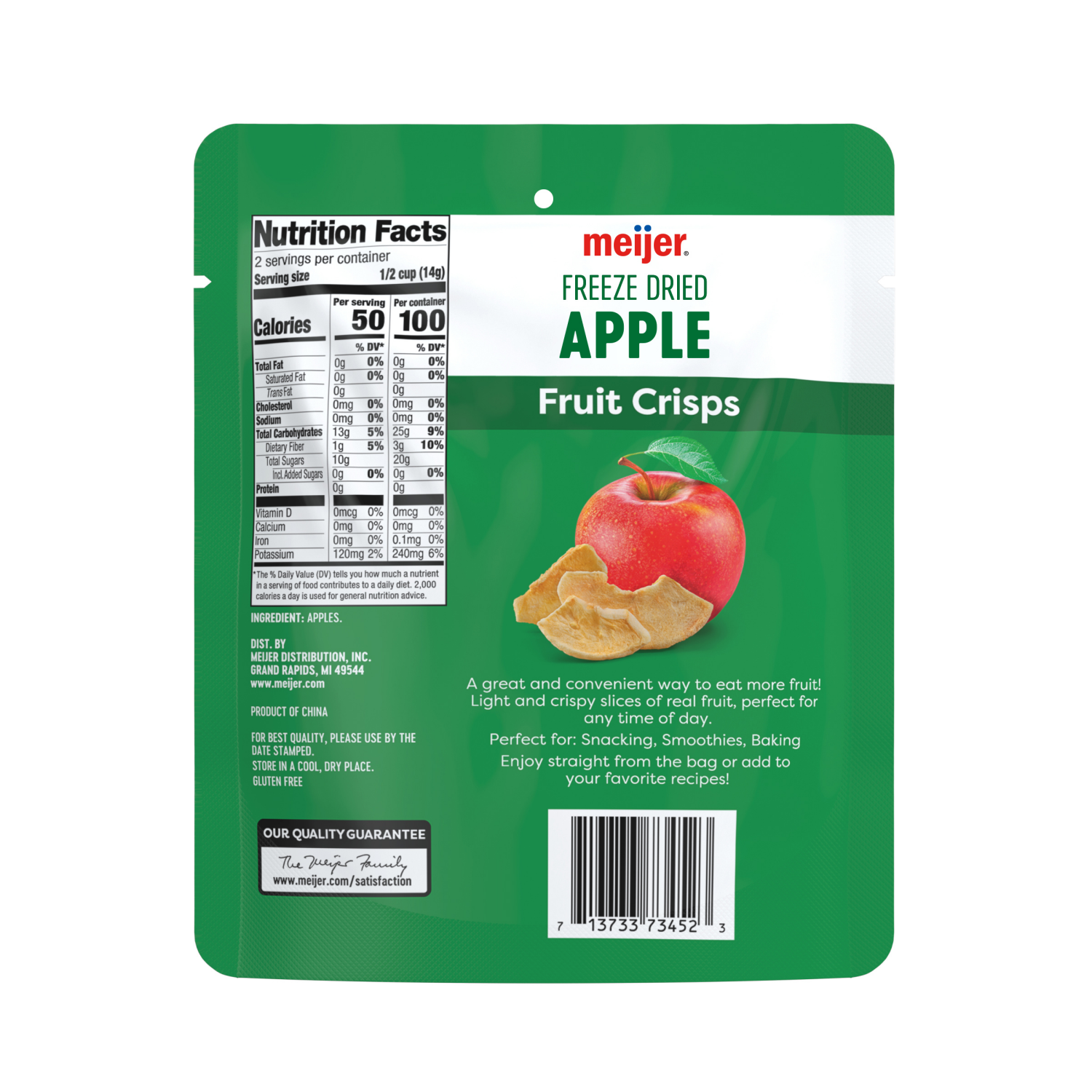 slide 2 of 2, Meijer Freeze-Dried Apple Fruit Crisps, 1 oz