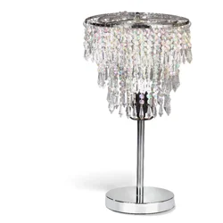 Room & Retreat Crystal Strand Table Lamp Chrome