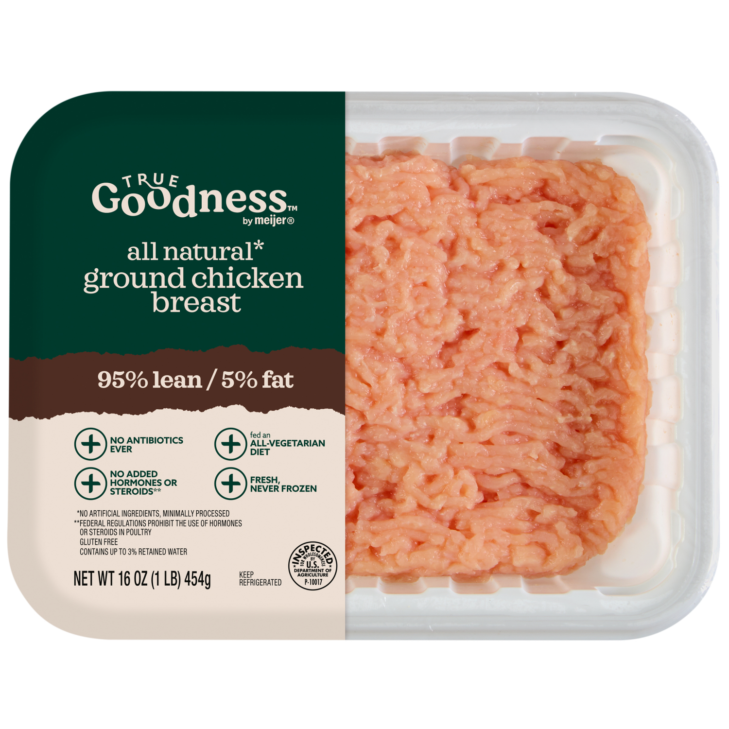 slide 1 of 2, True Goodness NAE 95/5 Ground Chicken Breast, 16 oz., 16 oz