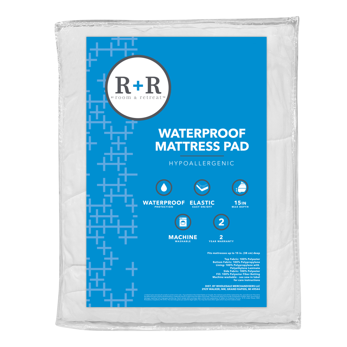 slide 1 of 1, R+R Room + Retreat Waterproof Mattress Pad, Queen, 1 ct