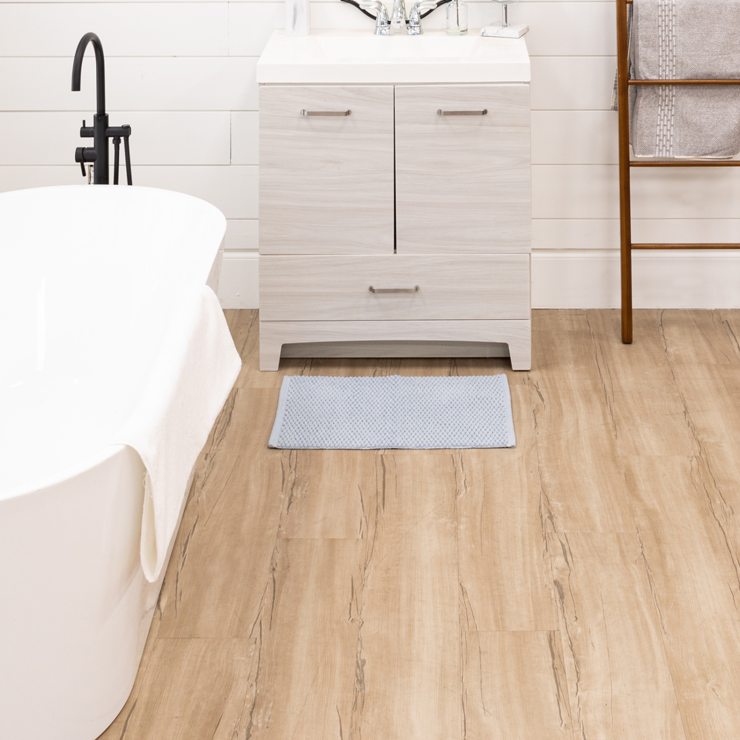 slide 2 of 3, Room & Retreat Cotton Low Loop Bath Rug Lt Blue 17" x 24", 1 ct